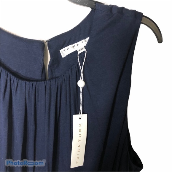 Trina Turk Finch Ruched Jumpsuit NWT XXL Blue - Picture 2 of 8